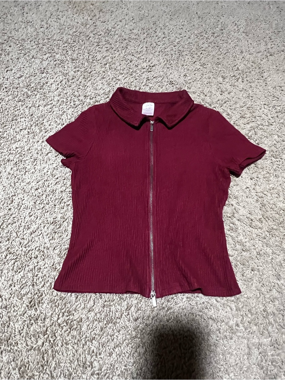 No Boundaries Burgundy Zip-Front Tee